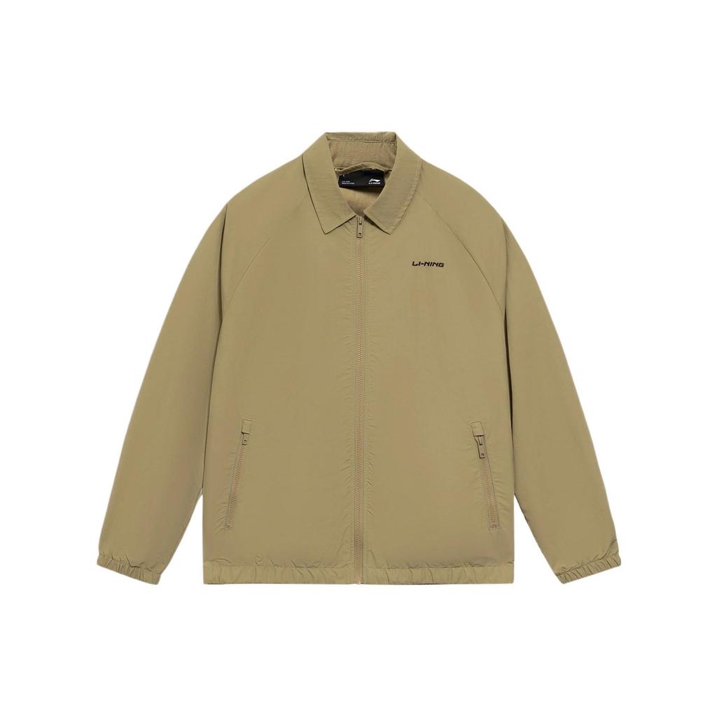 Li-Ning Pure Color Long Sleeve Collared Woven Jacket Men Jacket Khaki AJDS853-3