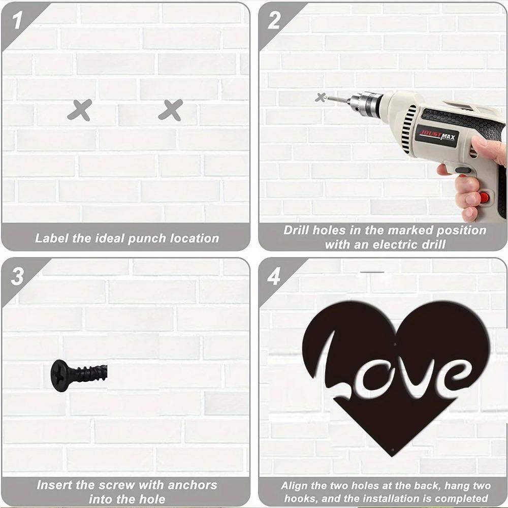 Metall-Wandkunst „Love“, elegantes Metall-Wandschild, stilvoller Wandbehang für Büro, Kinderzimmer und Schlafzimmer, inspirierendes Zitat-Dekor