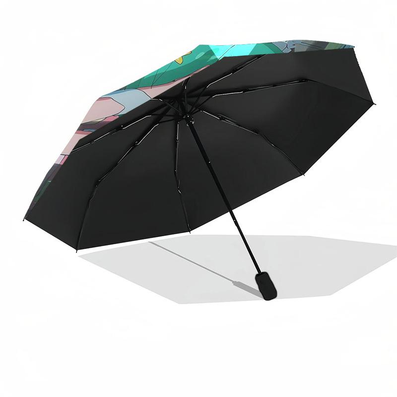 1pc Outdoor Umbrella with Cute Anime Characters - Automatic Opening/Closing, Portable 3-Fold Design, 8-Rib Iron Frame - Perfect Gift for Fans, Tr