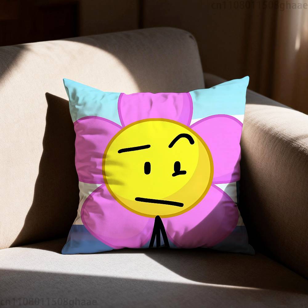 Funny Anime BFDI Pillow Case Antidustmite Pillowcase Invisible Zipper Silky Short Plush Sofa Cushion Cover