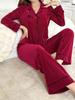 European and American cross-border pajamas bow lapel long-sleeved trousers casual women's loungewear two-piece set foreign trade