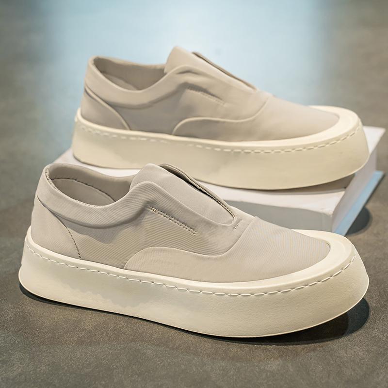 2025 Beige Loafers Man Comfortable Cloth Platform Casual Shoes For Man Lightweight Trendy Slip-on Driving Shoes Man Summer Shoes