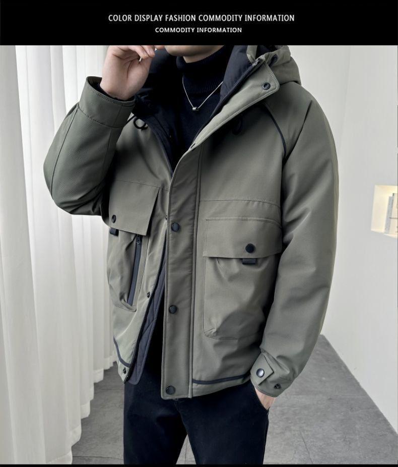 Men's Workwear 2025 Hooded Duck Down Ski Jacket - Warm, Thickened Winter Outerwear