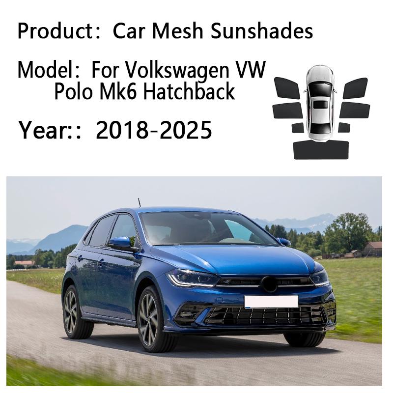 Sun Shades For Volkswagen VW Polo Mk6 2018-2025 Hatchback Sunshades Magnetic Heat insulation Curtains Privacy Visor Accessories