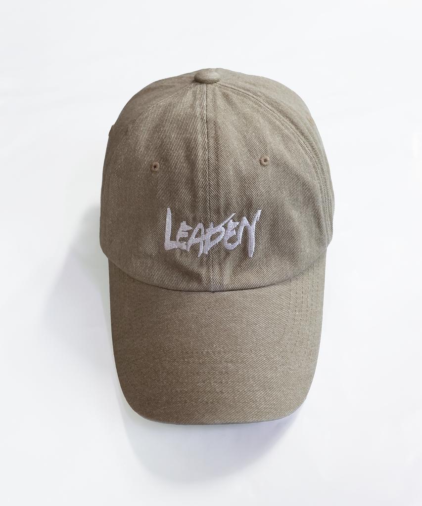 LEADEN Vintage Washed Calligraphy Ball Cap [Beige]