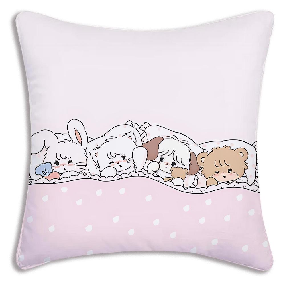 Süße M-Mikko I-Illustrationen Kissenbezüge Cartoon Sofa Dekoratives Zuhause Zweiseitiger Druck Kurzer Plüsch Süßer Kissenbezug