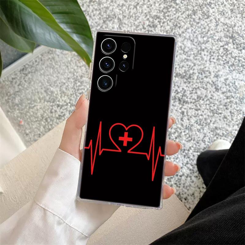 Nurse Medical Medicine Health Heart Stethoscope Clear Case For Samsung Galaxy S26 S25 S24 S23 Ultra S20 S21 FE S22 Plus 5G Cover