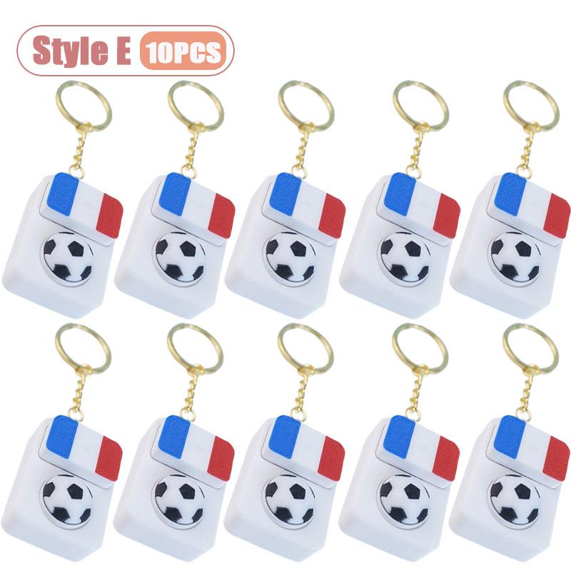 1-10PCS Soccer Fan Collectible Keychain Spinning Clicker Stress Relief Fidget Toy with Flag Pendant Memorial Gift