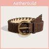Color Fashion Solid Gold Buckle Women Casual Suede Waist Belt For Use Daily