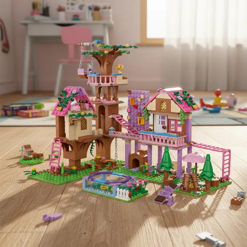 Non-Toxic Creative Dream Friendship Tree House Building Blocks Forest View Diy Tabletop Decorations Birthday Halloween Christmas Gifts