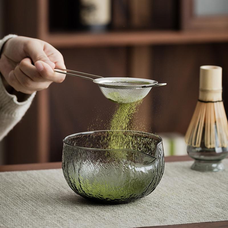 Japanisches Bambusgrünfaden Matcha-Schalen-Set, Baibenli + Teepulversieb, Etc., Vollständig Entriegelte Exquisite Teezeremonie