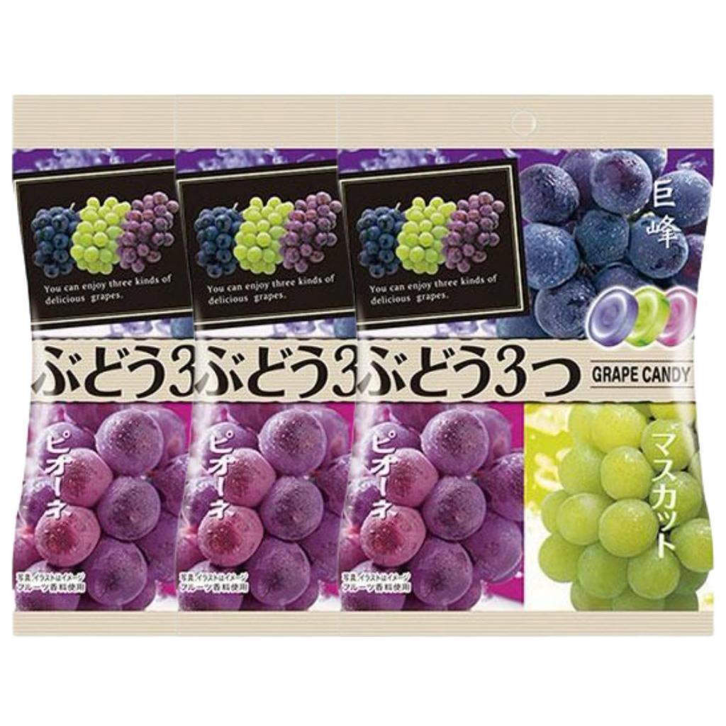 Pine 3 Assorted Flavors Grape Candy Sweet Fruity Hard Candy 73.6g X 3 Packs