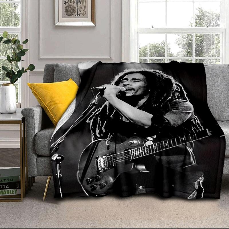 Bob music Vibrant Art Blanket Flannel Blanket for bed, sofa, Camping, Hiking, Picnic Essentials, gift for family Fan gifts