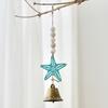 Beach Ocean Themed Bell Ornaments Summer Wooden Seahorse/Sea Turtle/Starfish Wind Chime Nautical Coastal Wall Hanging Decor for Living Room Bedroom