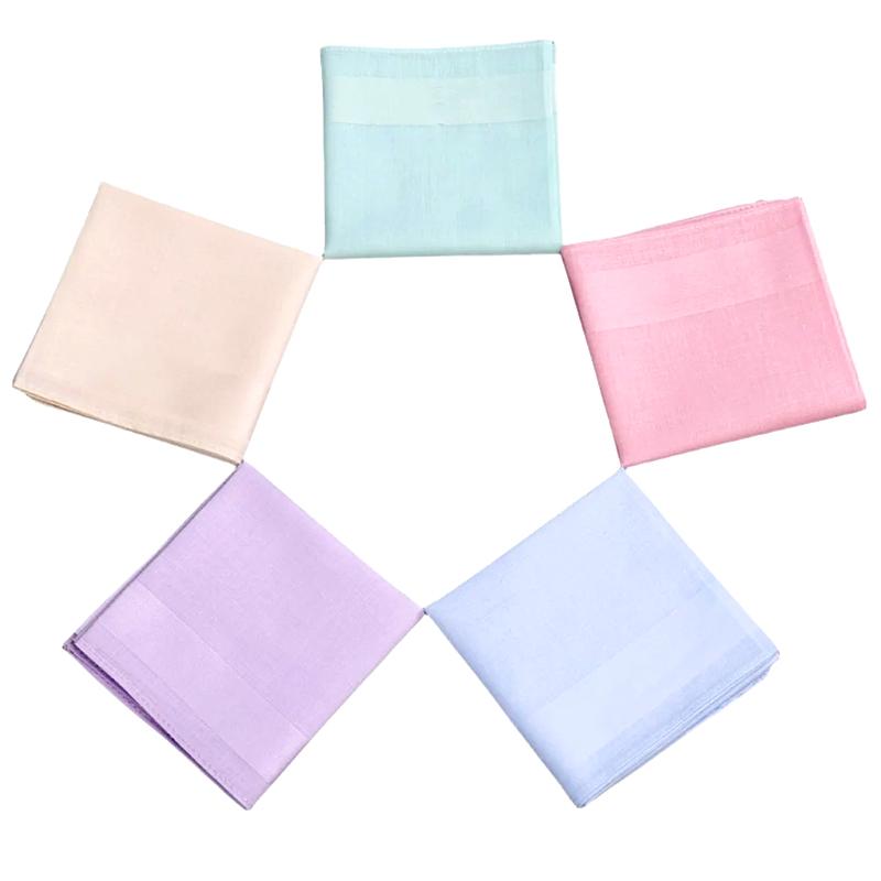 1Pc Hand Towel Female Solid Color Square Handkerchiefs Wedding Party Women's Cotton 40x40CM
