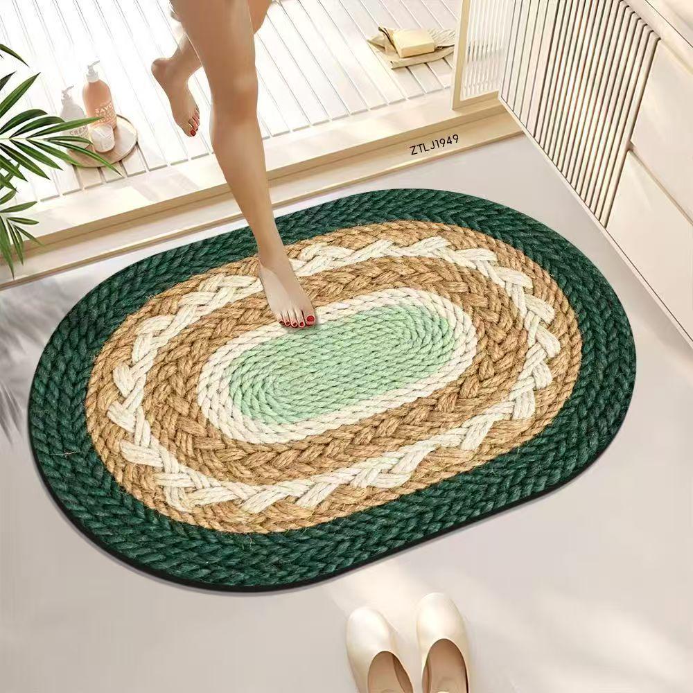Minimalist Woven Diatomaceous Earth Bath Mat - Absorbent, Easy-Clean, Non-Slip for Bathroom or Entrance