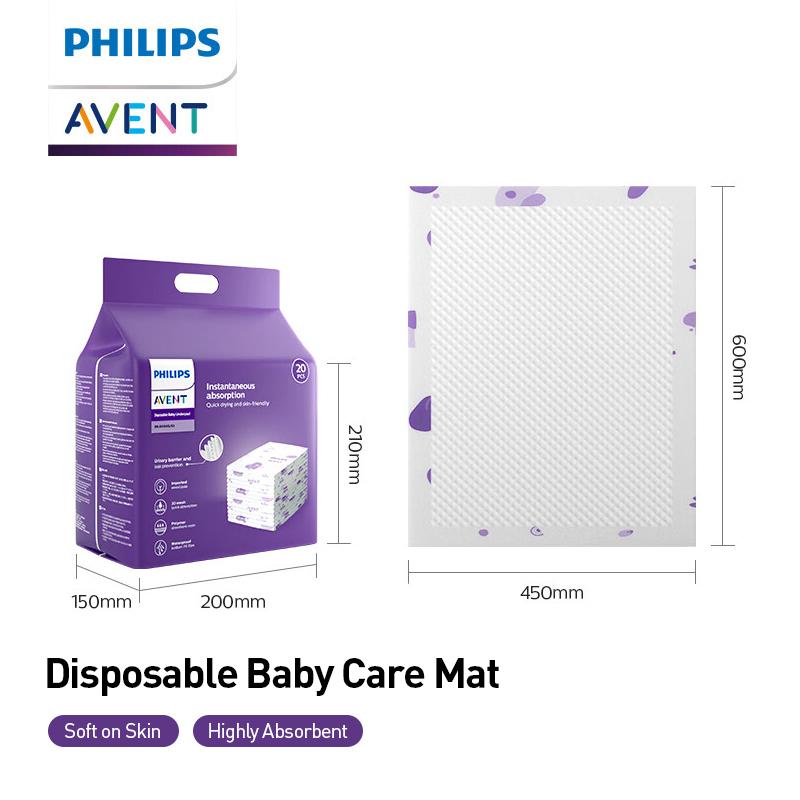 Philips Avent Disposable Baby Care Mat Diaper Pad Soft On Skin M/L 20pcs/pack