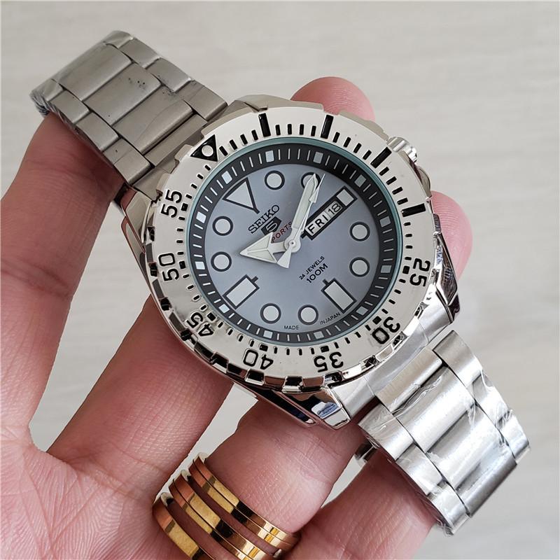SEIKO Men Automatic Mechanical Dive Watch Stainless Steel Band Rotating Bezel Luminous Hands 50M Waterproof Sport Male Wristwatch