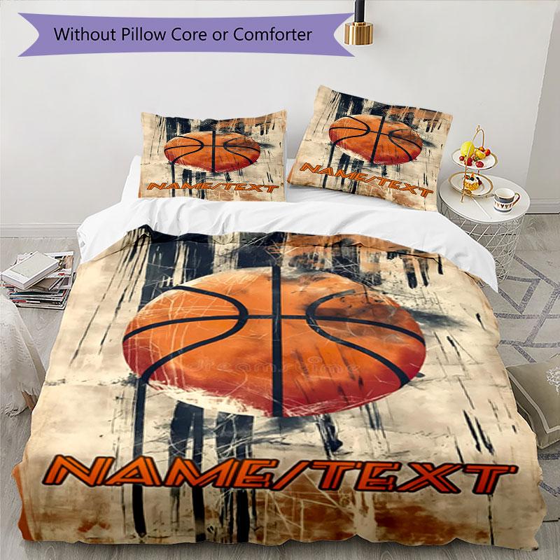 3PC Custom Name "Dynamic Basketball Artwork" Bedding Set Printed Bedding Set Duvet Cover Closure Includes 1 Duvet Cover & 15 Pillowcases for Bedroom