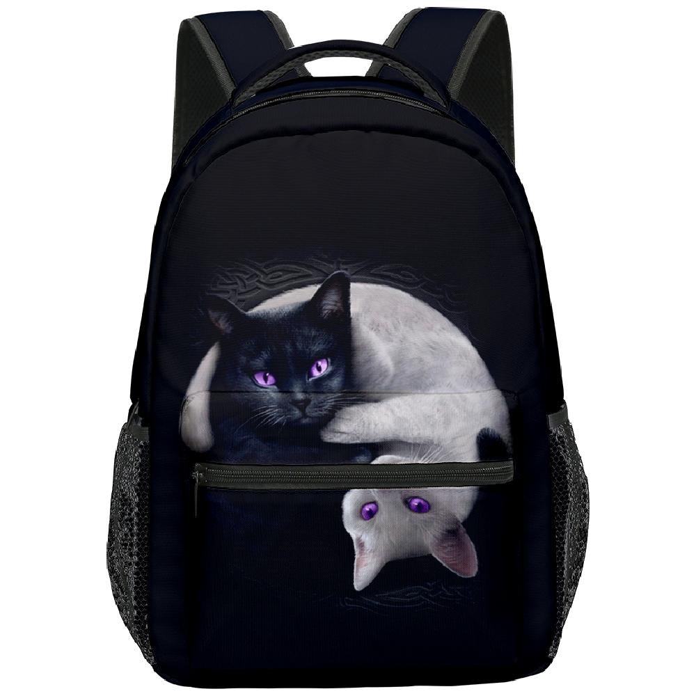 Cartoon Novelty Kpop Youthful School Bags Unisex Cat Pattern Travel Bags 3D Print Oxford Waterproof Notebook Shoulder Backpacks