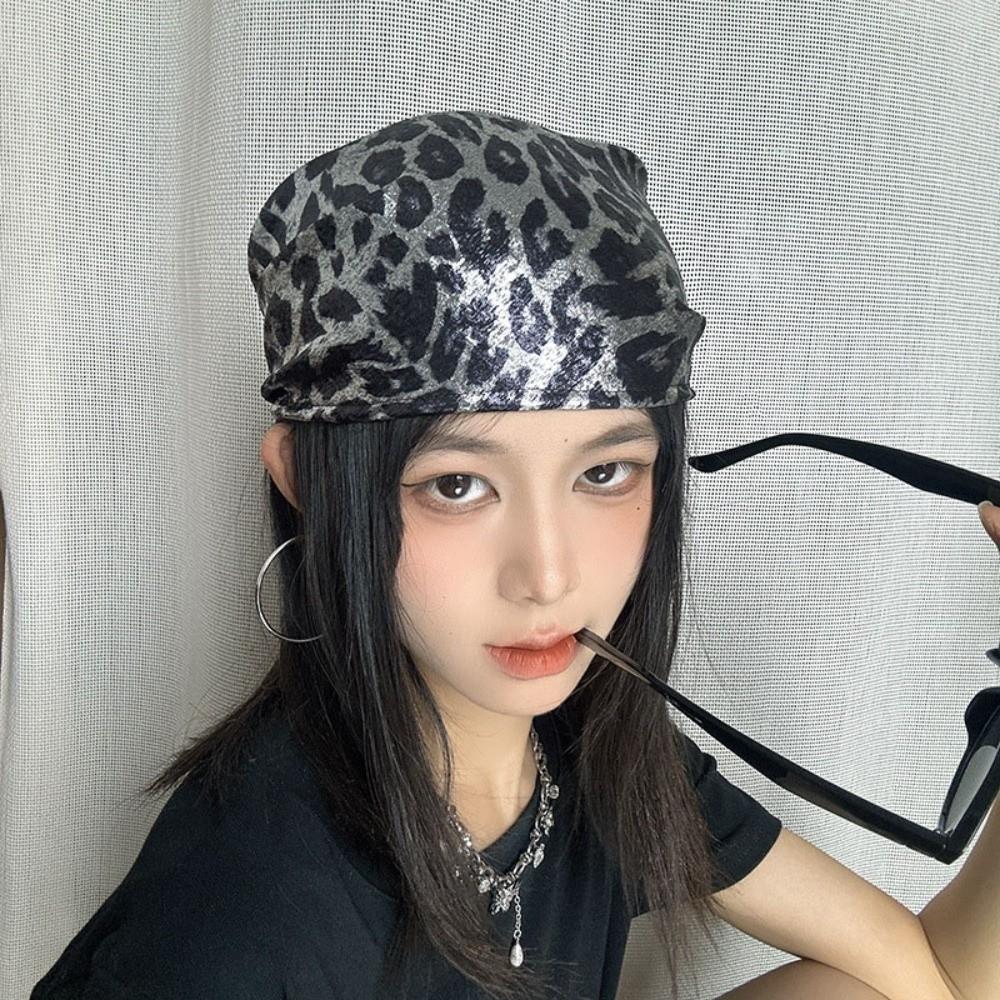 Weiches Wickel-Haartuch mit Leopardenmuster Hip-Hop Punk Bandana Kopfbedeckung Dreieckiges Kopftuch Streetwear