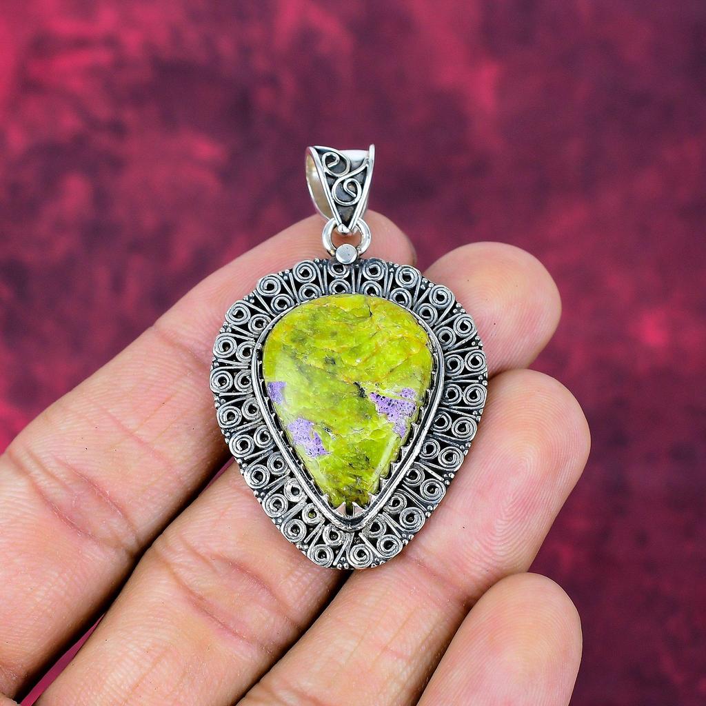 Stichitite 925 Solid Sterling Silver Pendant, Handmade Gemstone Pendant Jewelry, Gifts For Wife Brand New Pendant
