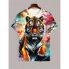3D Print Animal Tiger Totem T-Shirt For Men Summer Short Sleeve Casual Tee Shirts Clothes Mens Tiger Printed Oversized Tshirts