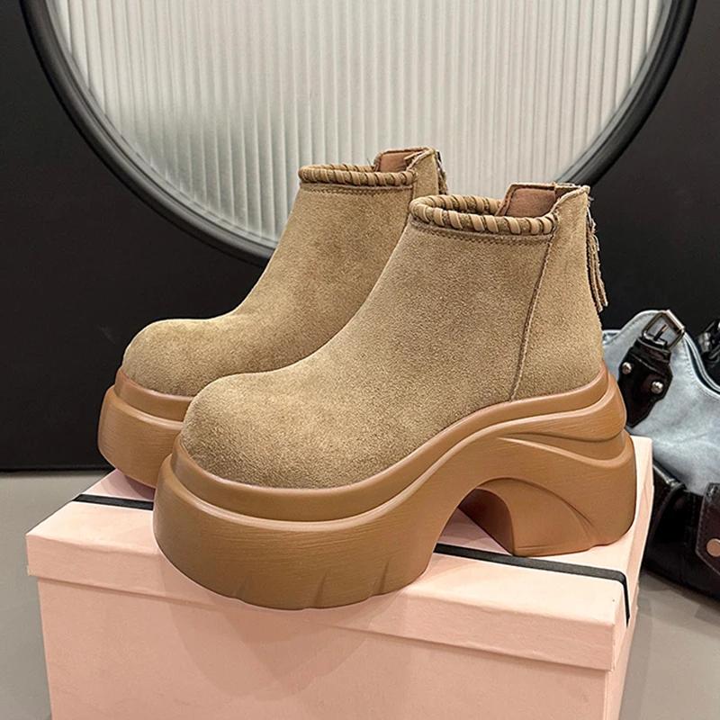 High Heels Ankle Boots Women's Platform Suede Fashion Shoes  Sport Winter Boots New Casual Walking Cozy Dress Mujer Botas