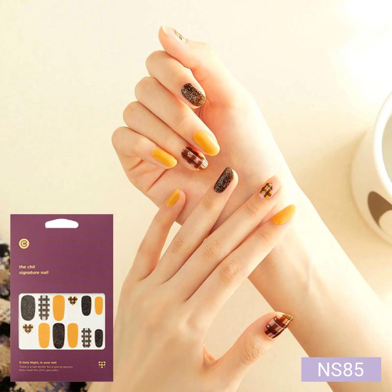 Glam Shell&Glitter Nail Stickers 24pcs | Self-Adhesive Strips, Bold Chic Mix, Quick 5-Min Manicure