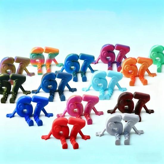 67 Meme Collectible Figure 3D Printed Articulated 67 Fidget Toy Flexible Mini Number Statue for Home Office Desk Decor