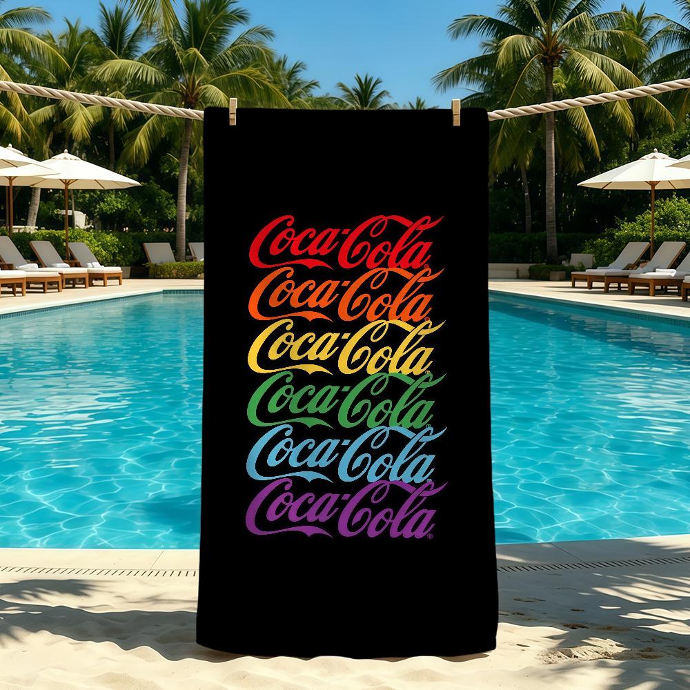 C-Coca-Cola-ES Modny Ręcznik z Logo Na Kemping Plażę Super Chłonny Szybkoschnący Letni Ręcznik