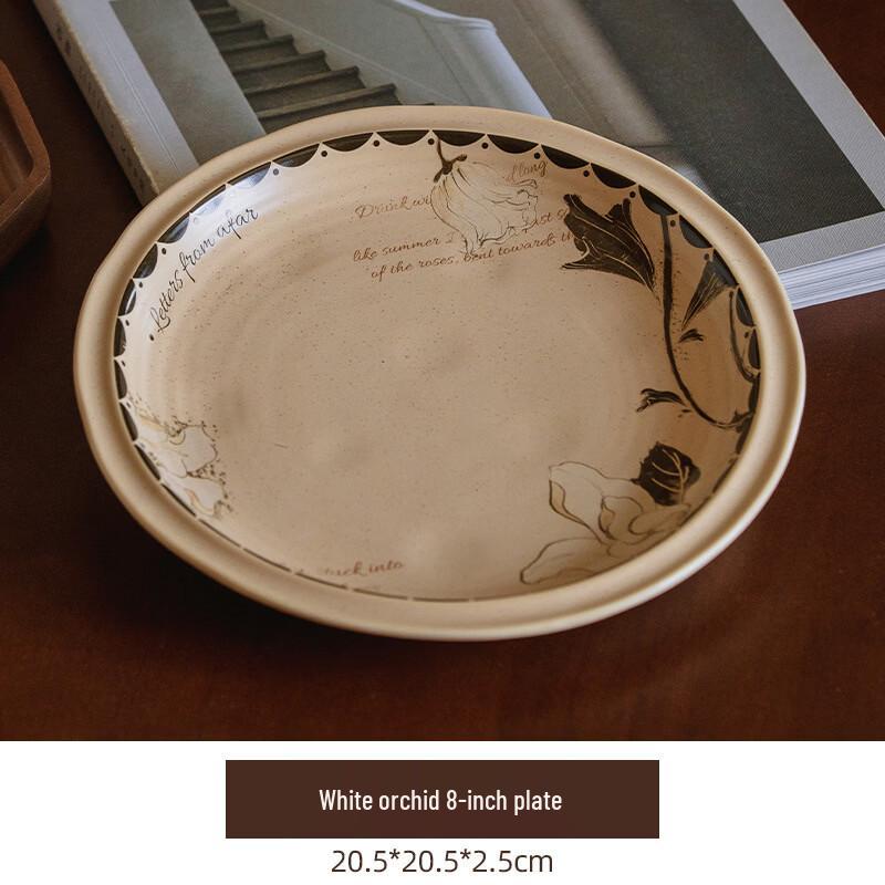 Винтажная белая орхидея на высокой ножке с тарелкой 8 дюймов от Wutuo