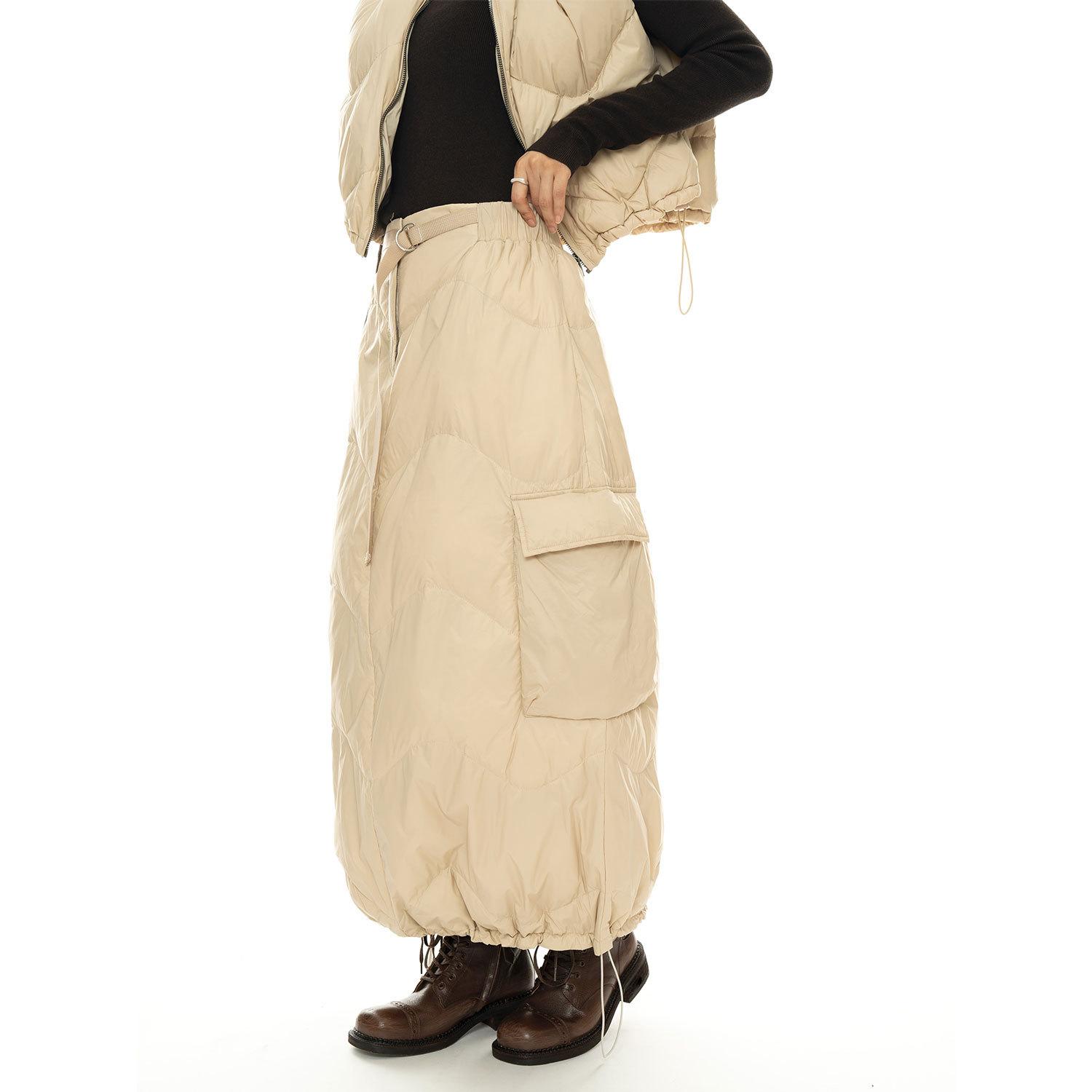 

Johnature Корейский уличный карго карман вниз хлопковые юбки зимние свободные пушистые теплые повседневные свободные юбки женские M