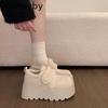 Vintage Women Fur Lining Chunky Loafer Shoes Comfrot Warm Snow Shoes  Spring Height Increase Ladies Dress Slip On Shoes