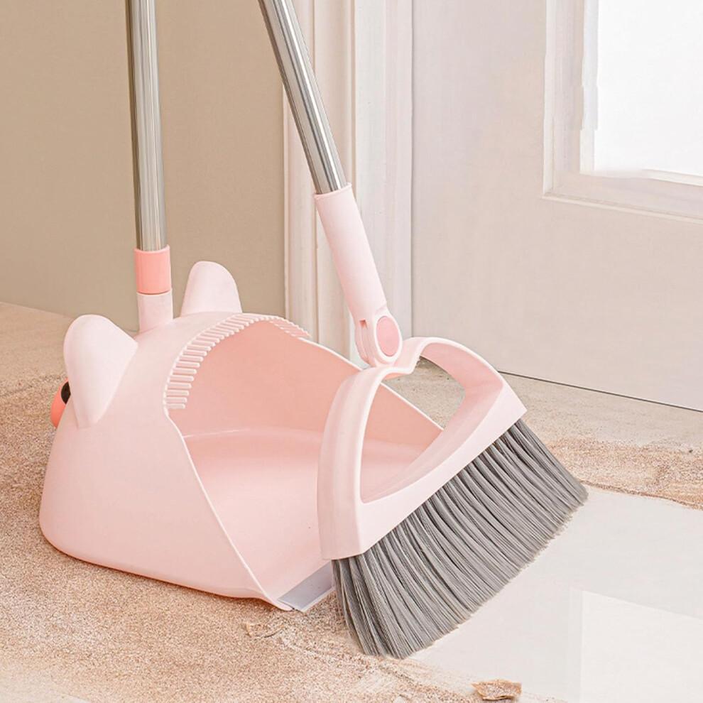 Broom and Dustpan Set with SelfCleaning Teeth for Pet Hair, Indoor Outdoor Sweeping