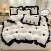3 Piece Sheet Set Black heart embroidery duvet cover Set   comfortable Bedding Set Bedspread for All Season