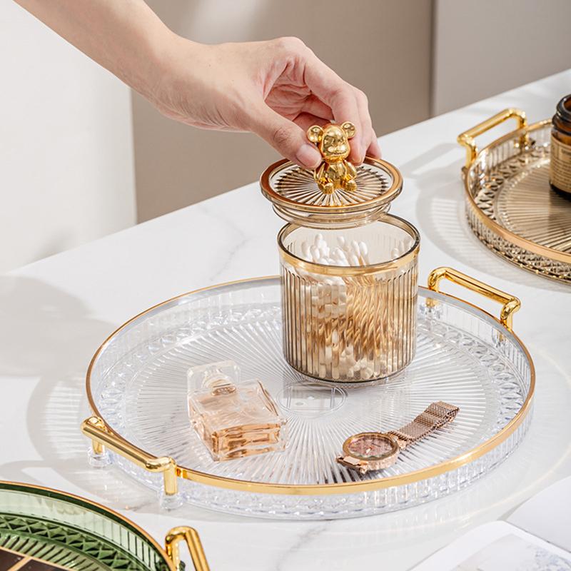 Round Storage Tray Home Living Room Coffee Table Tea Cup Storage Plate Acrylic Tray Aromatherapy Organizer Tray Home Decor