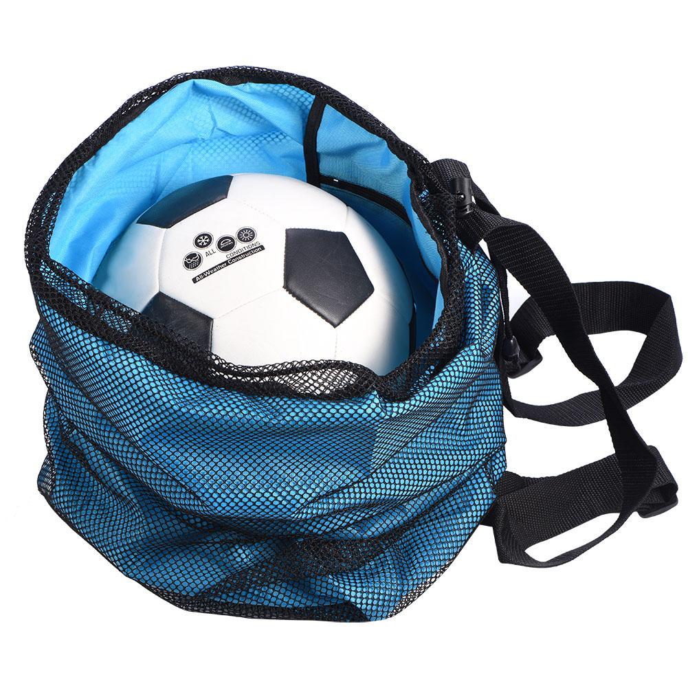 Basketball Football Soccer Training Exercising Mesh Backpack Shoulder Drawstring Bag (Blue)