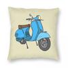 Blue Motor Scooter Square Pillowcase Polyester Linen Velvet Creative Zip Decor Throw Pillow Case Room Cushion Cover
