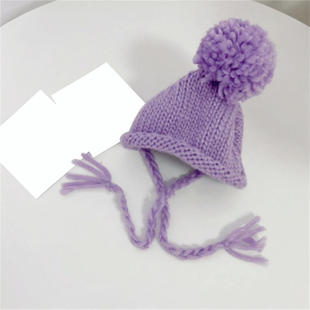 Cute Soft Flffuy Dog Fleece Hat Knitted Warm Dog Warmer Pom Hats Pet Headwear Windproof Cat Dog Cap Pet Hat Pet Supplies