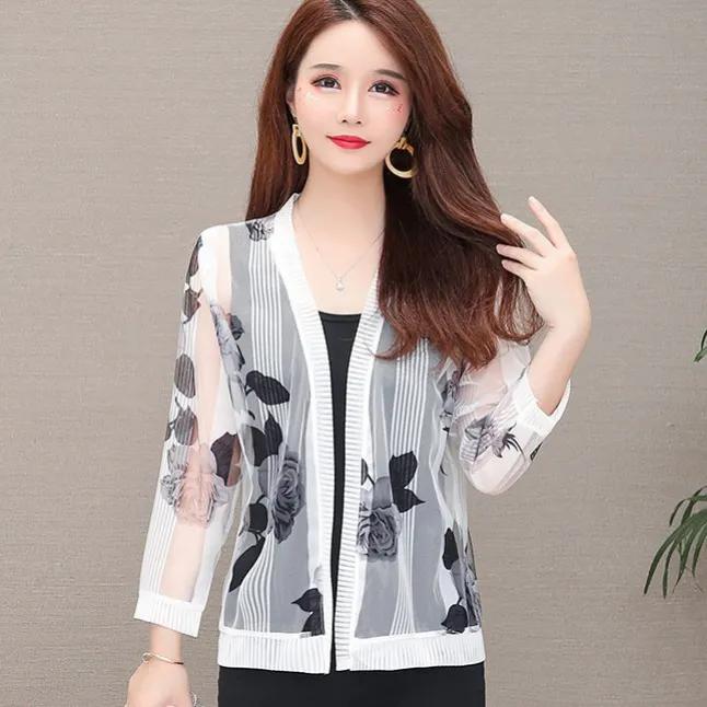 WTEMPO Women's O-neck Spring Summer Casual Thin Breathable Cardigans Female Casual Versatile Sunscreen Shawls Coats