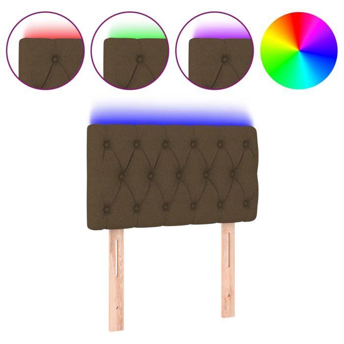 VidaXL Tête de Lit à LED Meuble de Chambre à Coucher Accessoire de Lit Simple Tête de Cadre de Lit Intérieur Marron Foncé 3121925