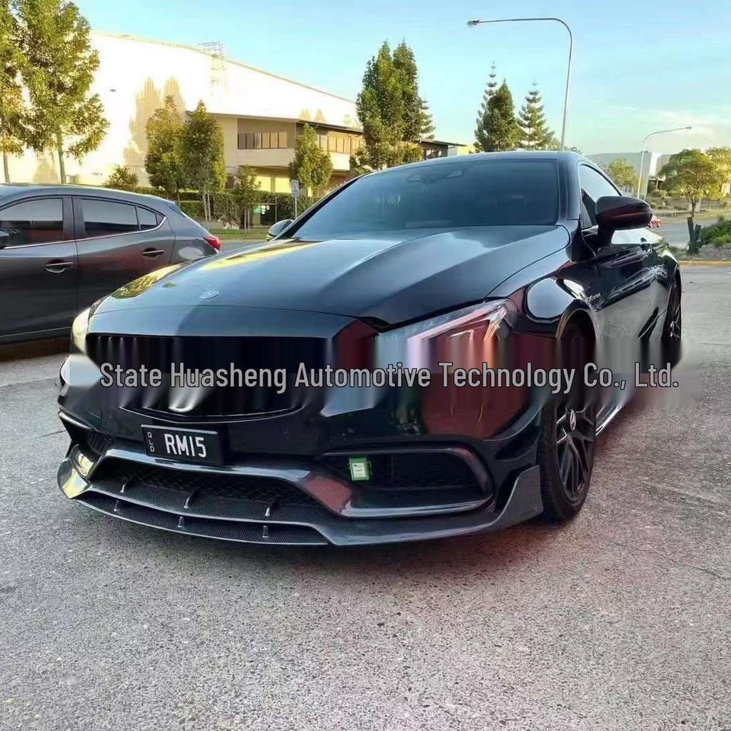 Carbon Fiber Sport Front Lip for 14-21 Mercedes-Benz C-Class W205 Pre-Facelift, Brabus Style Double Layer