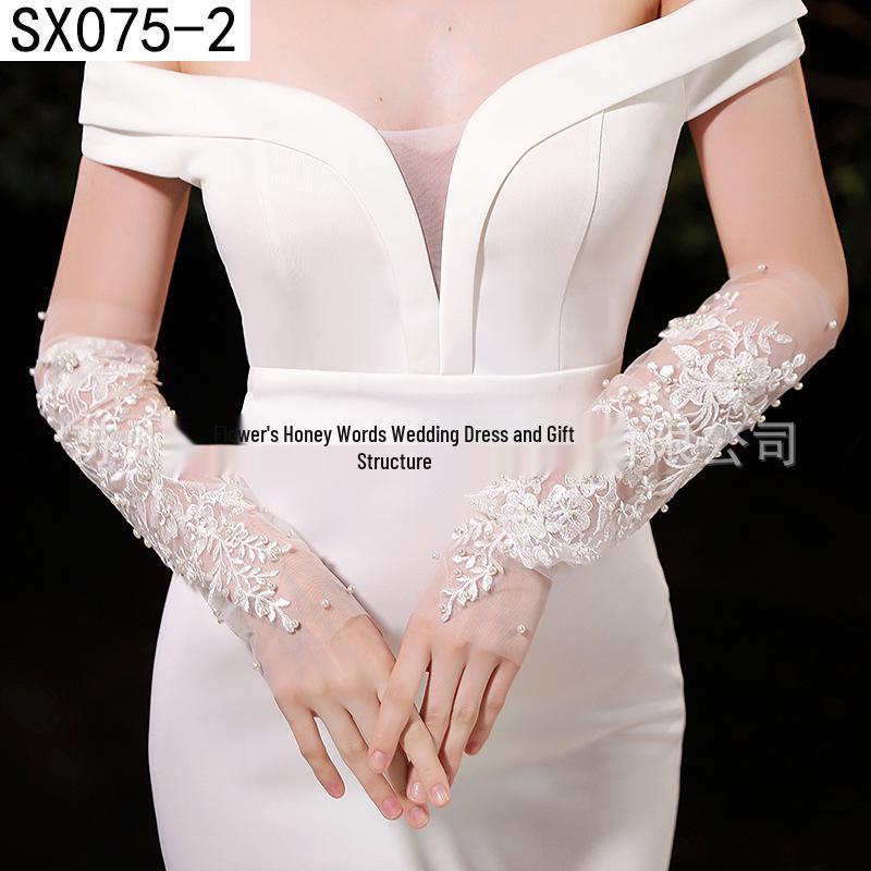 Elegant Pearl Bow Wedding Gloves - French Aesthetic for Bridal Portrait Styling