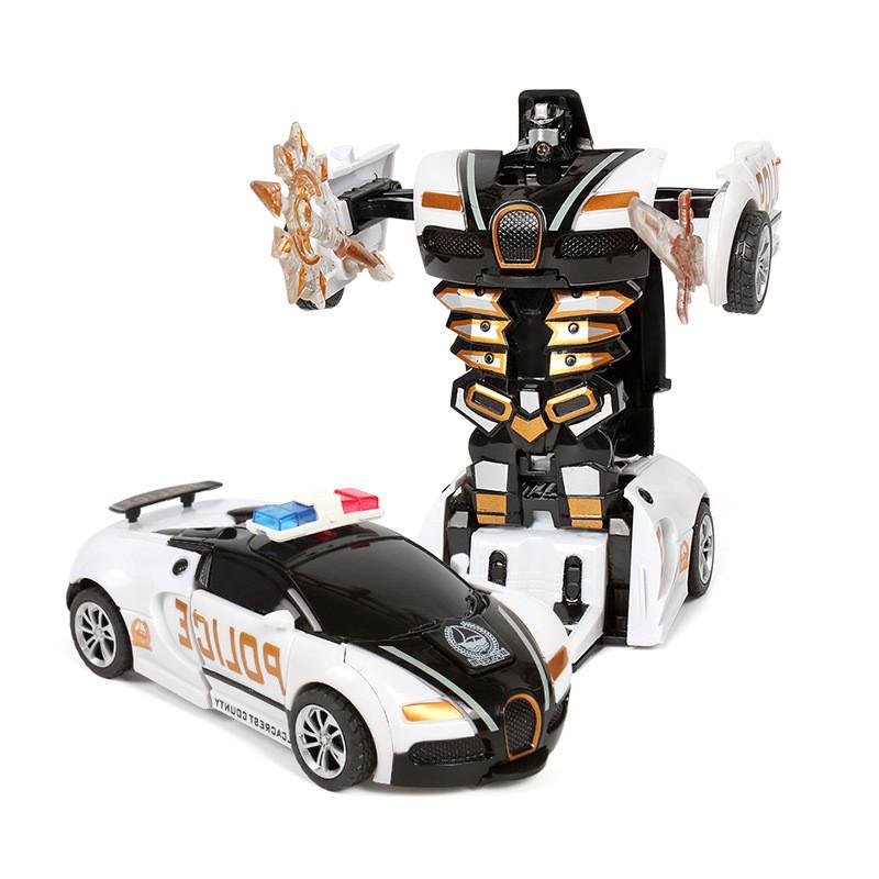 

Plastic Inertia Car Toy With Onebutton Transformation For Boys And Kids Black