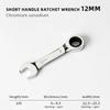 Reversible Combination Stubby Spanner Quick Open Short Handle Ratchet Socket Wrench 8mm-19mm CR-V Steel Bike/Auto Repair Tool
