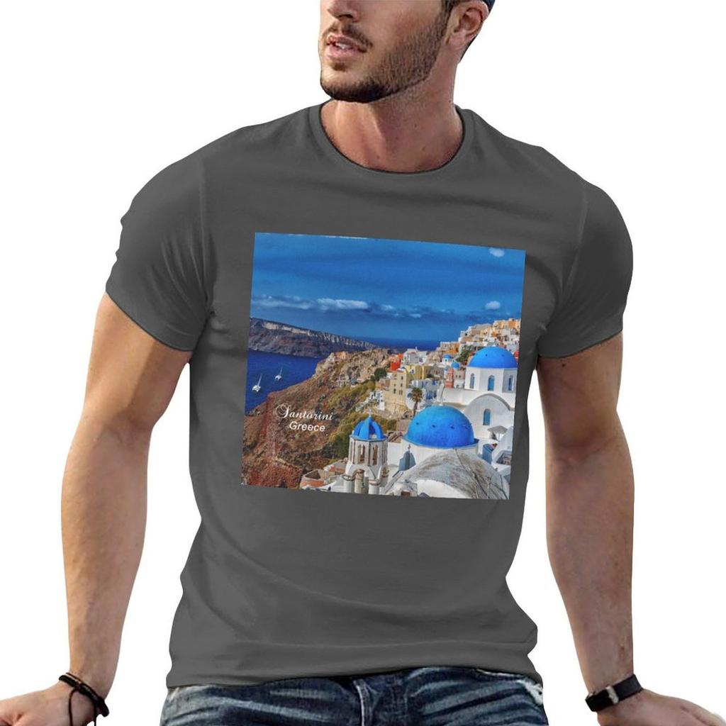 Santorini Greece Iconic View Of Oia Tshirt Streetwear Print Tee Shirt