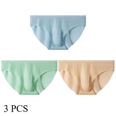 3 Pezzi Slip Estivi da Uomo in Seta Ghiaccio Trasparenti Sexy Asciugatura Rapida Trendy Intimo Traspirante Ultrathin Senza Cuciture