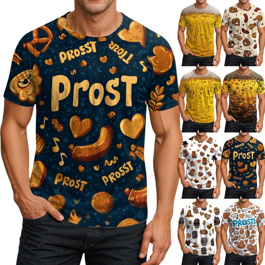 Men's Crew-neck Casual Printed Short-sleeved T-shirt Top