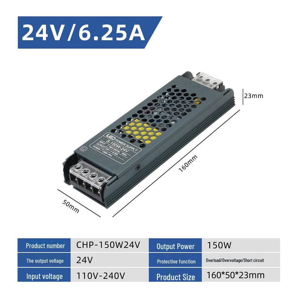 12V Ultra-thin Long Strip Power Transformer for Light Box (24V 60W-400W)